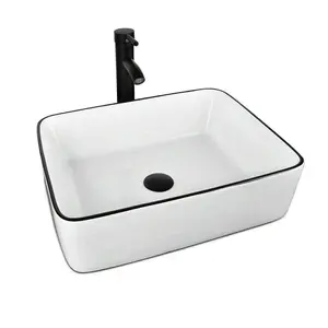 White Rectangular Ceramic Vessel Sink HW1125