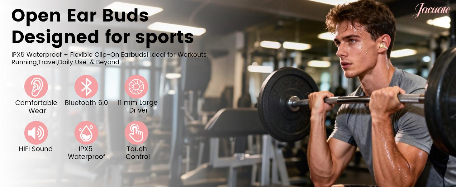 KEAI M161 Open Ear Headphones, Clip On Ear Earphones with Makeup Mirror, Bluetooth Wireless Earbuds for for Women Gifts, Sports & Workouts