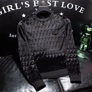 2025 Men's Sweatshirt Spring Autumn Style Trendy Brand Crew Neck Slim Fit Velvet Jacquard Long Sleeve Base Shirt Trendy hoodie target  pride  collection old  new  york  outfit po  box  clothing  brand