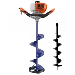 Garvee 2-in-1 Gas Powered 52CC 2-Stroke Ice Auger & Earth Auger Kit with 10" Ice Drill and 5.9" Ground Drill Bit for Ice Fishing and Post Hole Digging, EPA Certified
