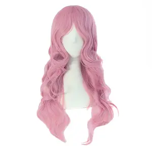 24 Inch/60cm Charming Synthetic Fiber Long Wavy Hair Wig Women's Party Full Wig (Pink)