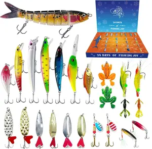Fishing Advent Calendar 2025 Christmas Countdown, 24 Days Bait Set Surprise with Bionic Lures, Crankbaits, Pencil Baits - Christmas Fishing Gifts for Men, Boys, Husband, Son