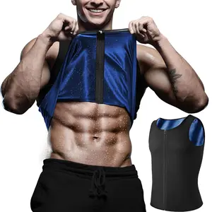 Men's Sauna Suit Shirt Heat Trapping Sweat Enhancing Zipper Vest Compression Tank Top Workout for Gym Exercise