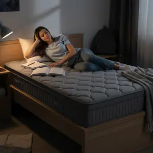 12" Queen Hybrid Mattress in a Box – Memory Foam & Pocket Coils, Medium Firm Support, Breathable Comfort, Platform Bed Compatible