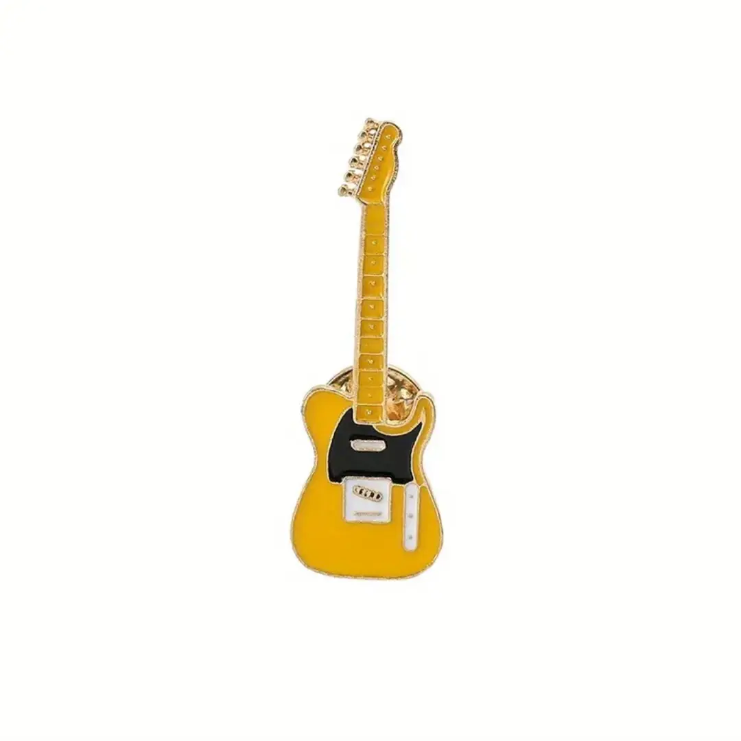 Yellow guitar enamel pin