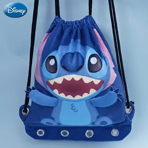 1PC Disney Officially Licensed Stitch Drawstring Backpack Large Capacity Double Shoulder Bag Durable Material Travel School Gym Bag Gift for Birthday and Holiday