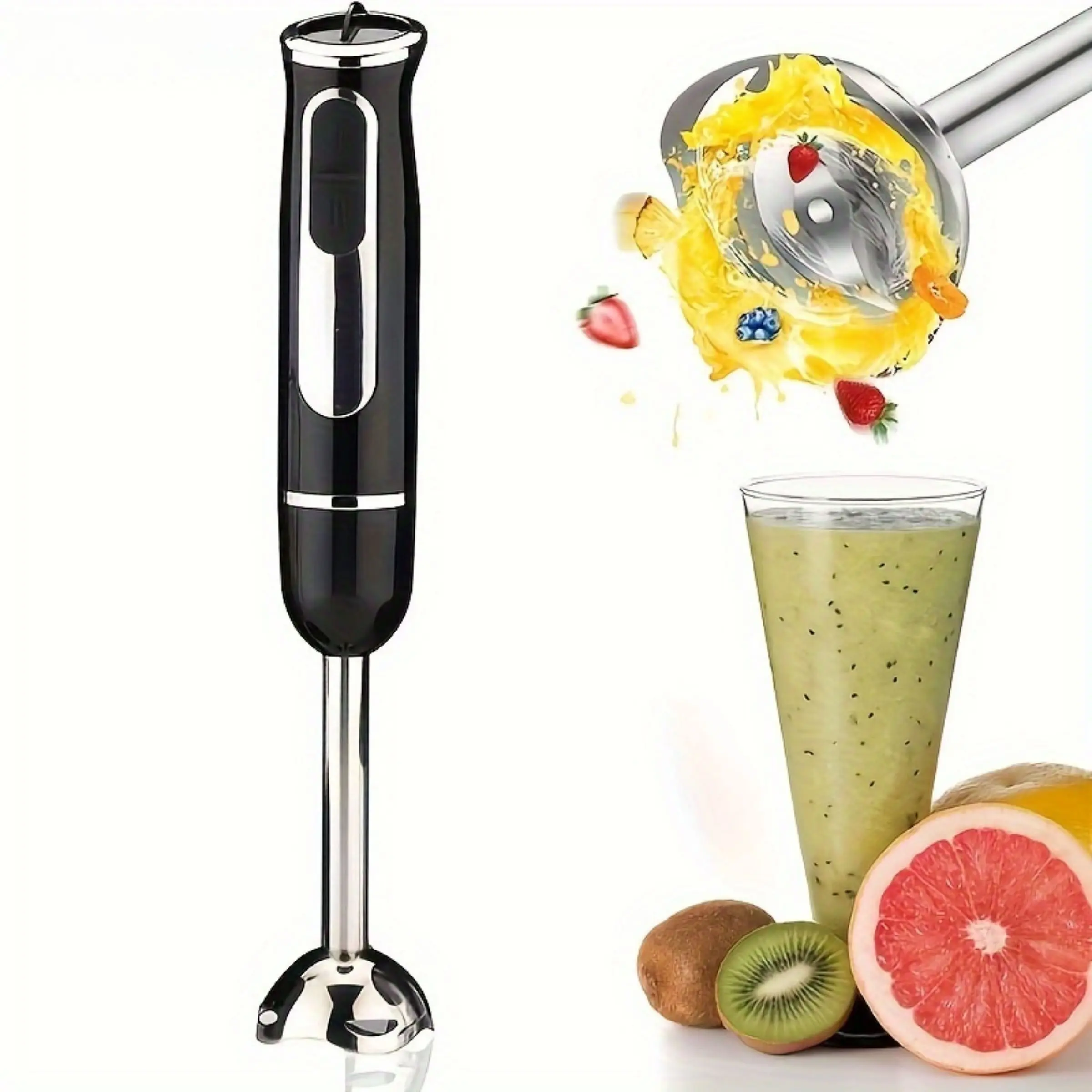 1 PC Powerful 300W Immersion Blender Handheld - Commercial-Grade Copper Motor & Stainless Steel Blades - Hand Mixer Wand for Smoothies, Purees, Baby Food Blender Smoothie Maker High Performance Blender Blender for Kitchen