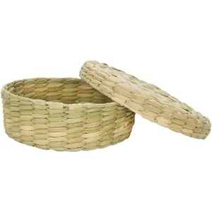 Authentic Mexican Tortilla Warmer with Lid, Handcrafted Basket made of Wicker, Mexican Basket for Pancake Taco Bread Server for Homes and Mexican Restaurants, 7.75 x 2.5 Inch Mimbre Classic Style