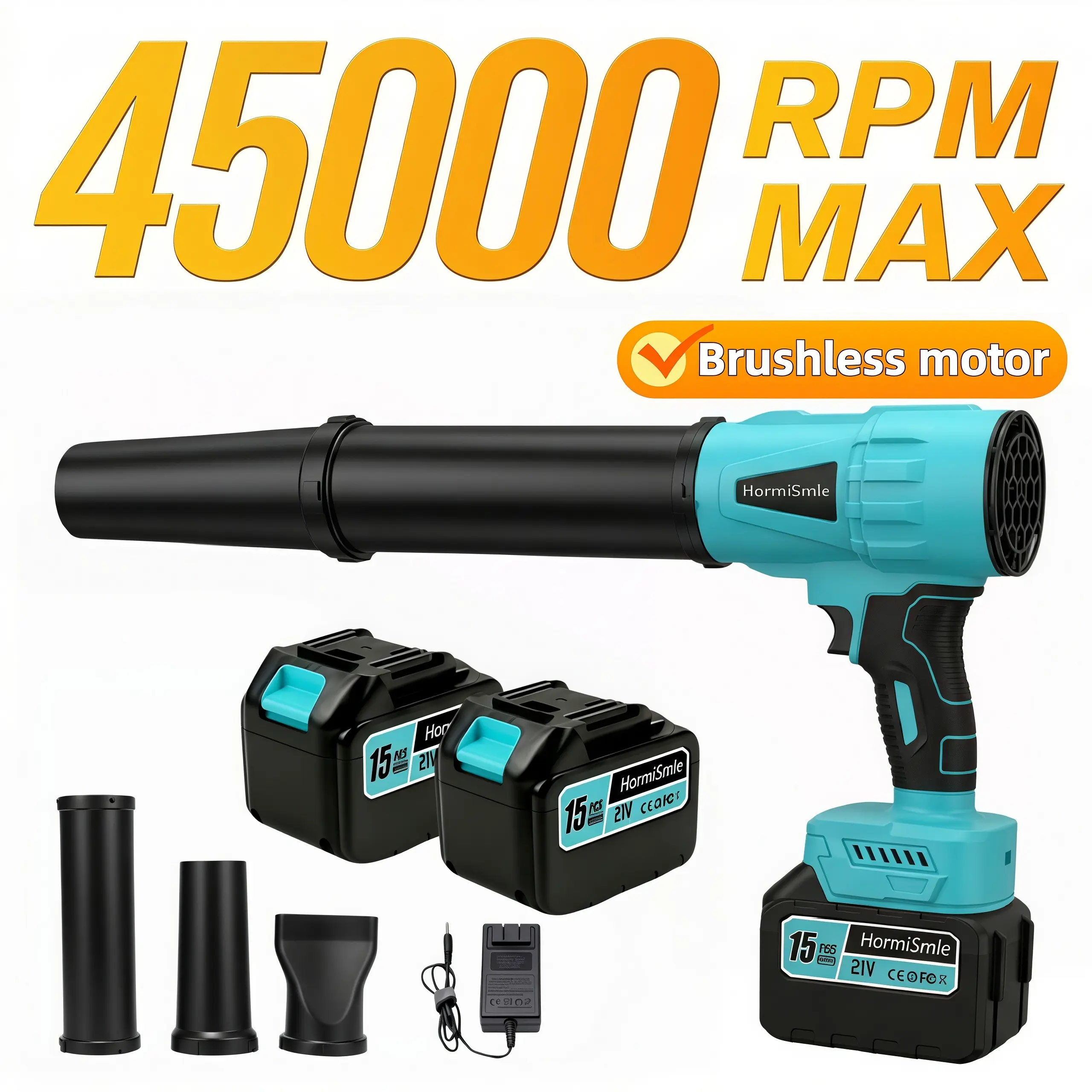1200g Thrust Brushless Cordless Leaf Blower with 15-Cell Battery Fast Charging - Turbo Jet Blower, Powerful Turbo Fan, Car Drying After Wash, Handheld Snow Blower, Power Air Duster, Home Improvement, Holiday Gifts