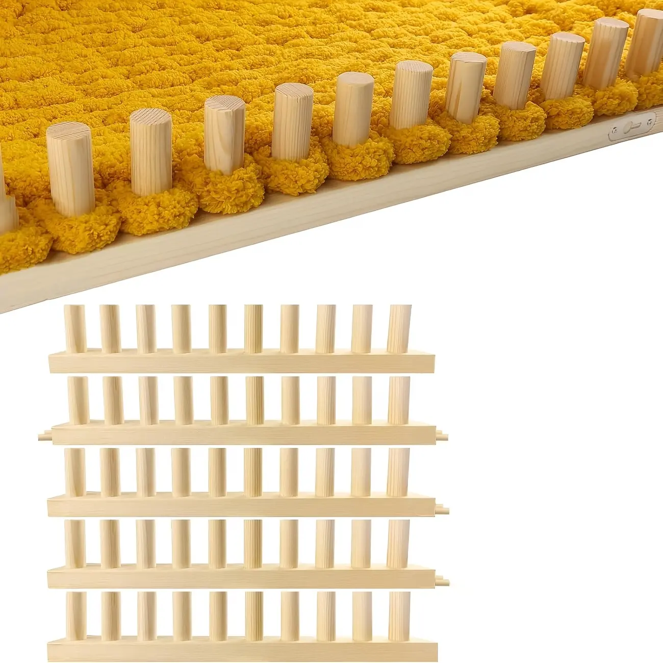 79-in Solid Chunky Handmade Knitting Loom with Wood Frame - Portable Travel-Friendly Hand Knitting Machine for Beginners, Easy Wrap-Loop-Pull Operation, Reusable Bulky Yarn Craft Kit for Family Leisure