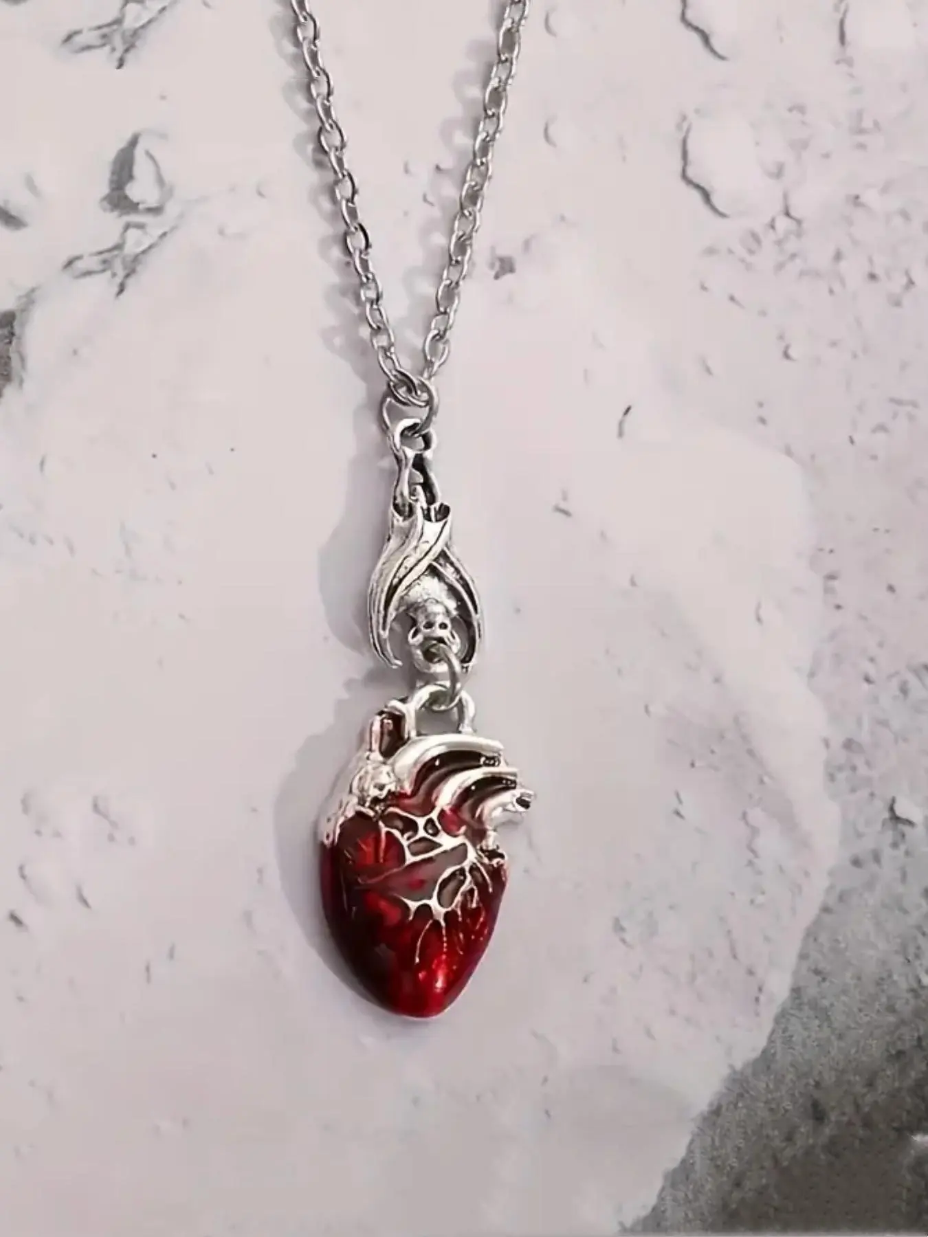 Punk Style Bat & Heart Design Pendant Necklace, Fashion Jewelry for Party, Daily Clothing Decor, Trendy All-match & Exquisite Jewelry for Birthday Gift, Gothic Witch Jewelry