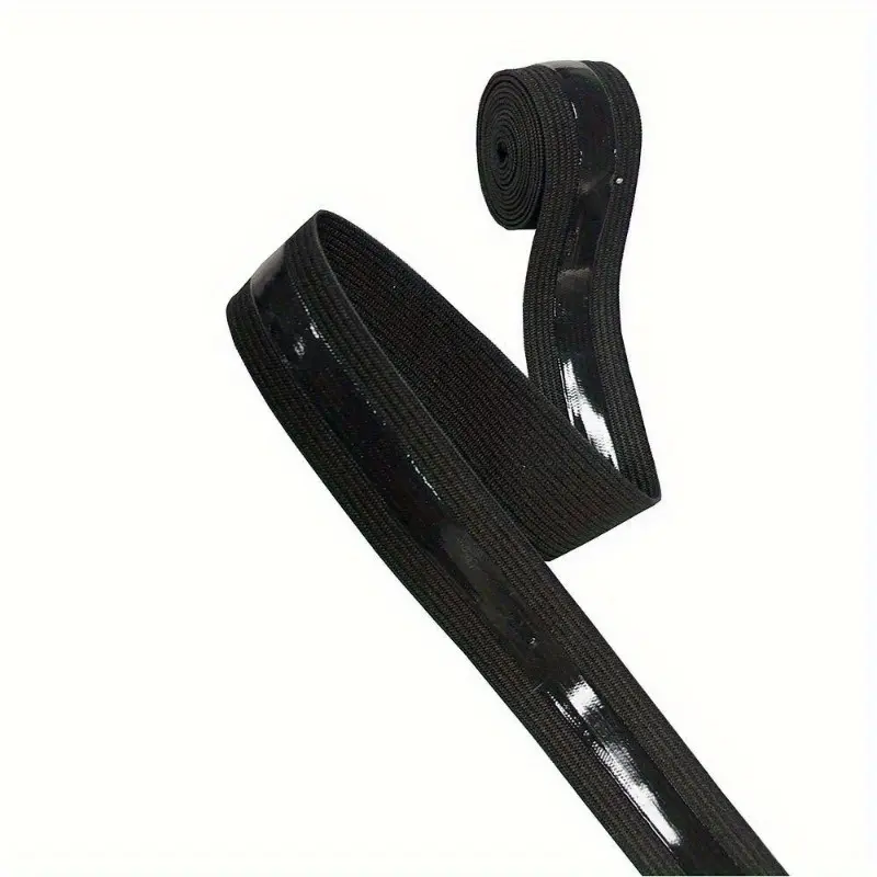Flexible and Non-Slip Black Elastic Band with Silicone Gripper Tape, Perfect for Clothing and Underwear Making
