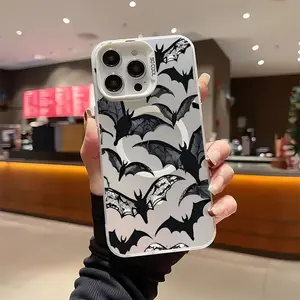 Halloween black bat Pattern Acrylic TPU Magnetic mobile phone case for iPhone 16ProMax 15 14 13 12 11 Plus cases camera full protector fashion high quality design fingerprint resistant gift anti drop durable