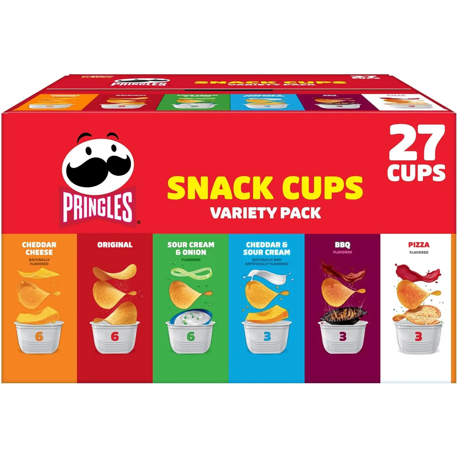 Pringles Wheat Potato Chips - Savory, Kosher Food, 19.5oz Box (27 Snack Cups) - Back to School Haul, Cookout, Game Time Lunch Snacks Variety Pack