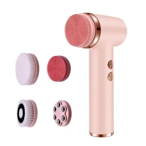 Electric Facial Cleansing Brush Set, Skin Facial Cleaning, Multi-Functional with 4 Replaceable Heads, Deep Cleaning & Massaging, 5 Adjustable Strength Levels, Rotating Facial Cleanser, Facial Cleansing Instrument, Facial Care Tools