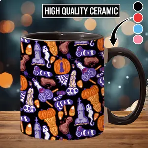 Funny Mug Halloweenies Pattern Ceramic Coffee Mug  - scs11394