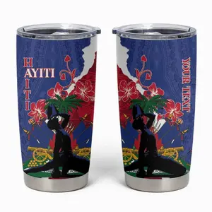 Personalised Haiti Le Marron Inconnu Tumbler Cup Dashiki Mix Polynesian Pattern