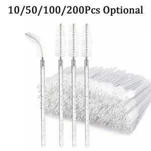 Disposable Eyelash Brush with Storage Container, Bendable Eyebrow Spoolies, Lash Brush for Lash Extensions, Eyebrow Spoolie, Castor Oil Brushes with Makeup Brush Holder, Makeup