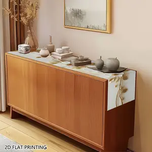 2D flat printing, 1 piece/2 pieces/4 pieces/6 pieces/8 pieces/5 pieces set/7 pieces table flag placemat set, elegant gold flower and vine pattern design, suitable for holiday party decoration, seasonal table decoration, and daily table decoration