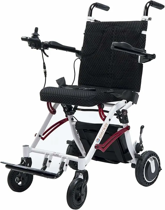 ELENKER Refurbished Battery Operated Electric Wheelchair - Lightweight Foldable Motorized Wheelchair for Adults, High Flexibility, Airline Approved, Suitable for Indoor/Outdoor Home Travel, DY01108 Healthcare Equipment, Battery Operated Wheelchair