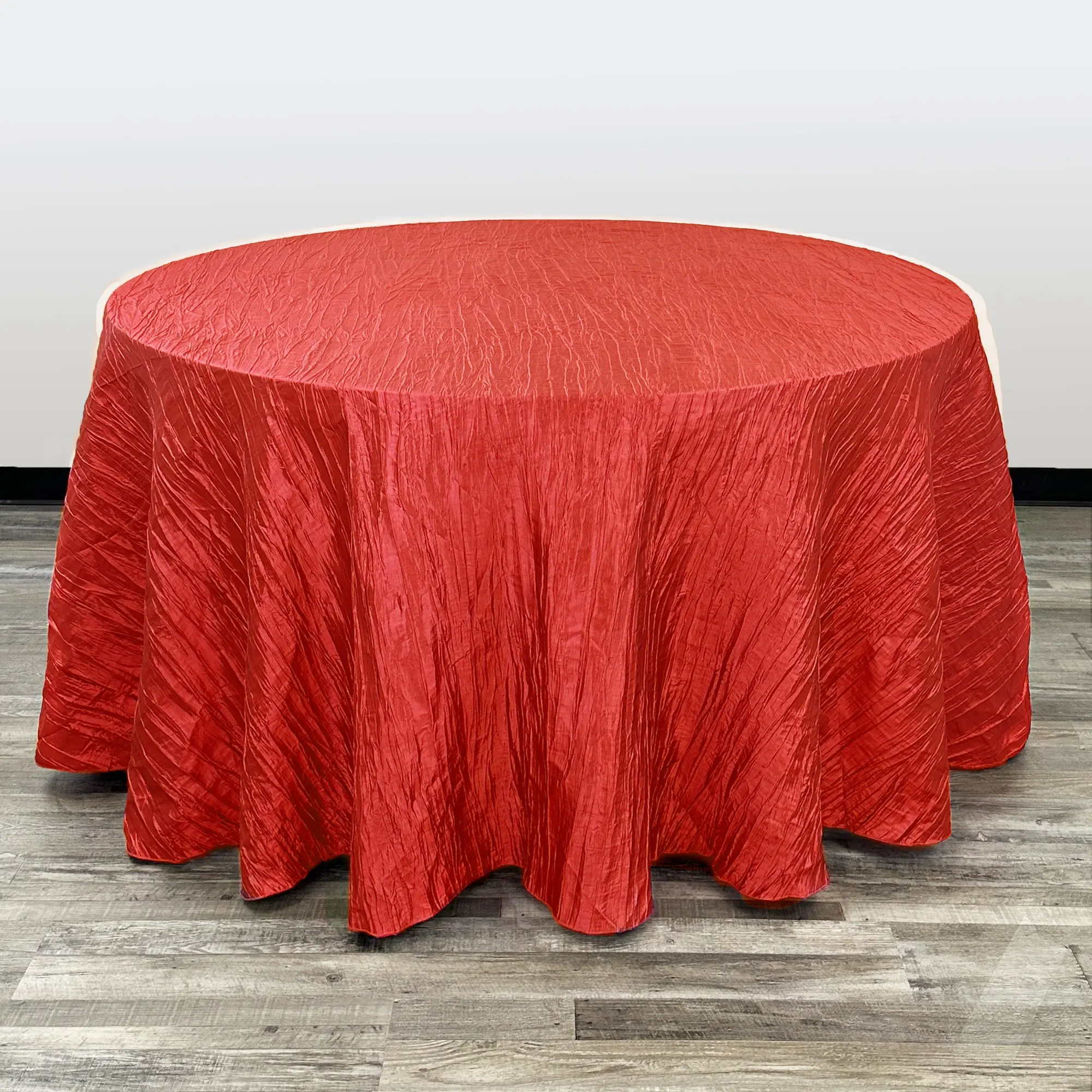 120 inch Crinkle Taffeta Round Tablecloth Red