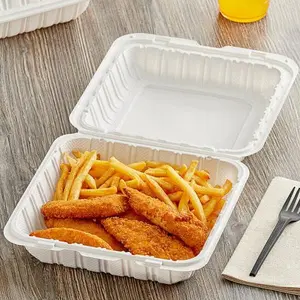 9 x 9 x 3 1-Compartment Microwaveable White Mineral-Filled Plastic Hinged Take-Out Container - 150/Case Disposable