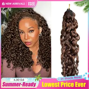 【New Color】ISEE HAIR #4 Chocolate Brown Burmese Curly Crochet Human Hair for Boho Braids Plush Texture Miracle Knots Pre-Separated 50g/Pack (32-38 Strands Per Pack) Time-Saving Wear Vacation Hair #Summervibe#ISEECrochetNewArrivals
