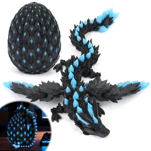 3D Printed Dragon with Wings Glow in The Dark, Dragon eggs with Dragon Inside, Flexible Articulated Fidget Toy, Easter Mythical Pieces, Cool Luminous Desk Decor Gift for Kids & Adults, Birthday Gift for Boys 8-12