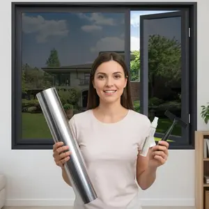 Window Tint for Home, One Way Privacy Film Heat & UV Blocking, Static Cling No Glue Renter Friendly Cover for Home Bedroom, Office & Sliding Glass Door, 17.5 x 78.7 Inch with 3 Tools, Black