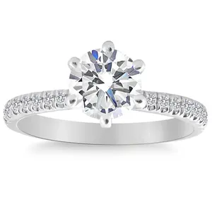 1.90Ct Side Halo Round Diamond Engagement Lab Grown in White or Yellow Gold