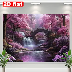 2D Flat, 2D Flat Banner_1pcs Background Cloth, Dreamy Fairyland Background Cloth—Romantic Purple Garden, Make Your Photography Poetic and Picturesque, Perfect for Weddings, and Spring Parties, Decorative Banner