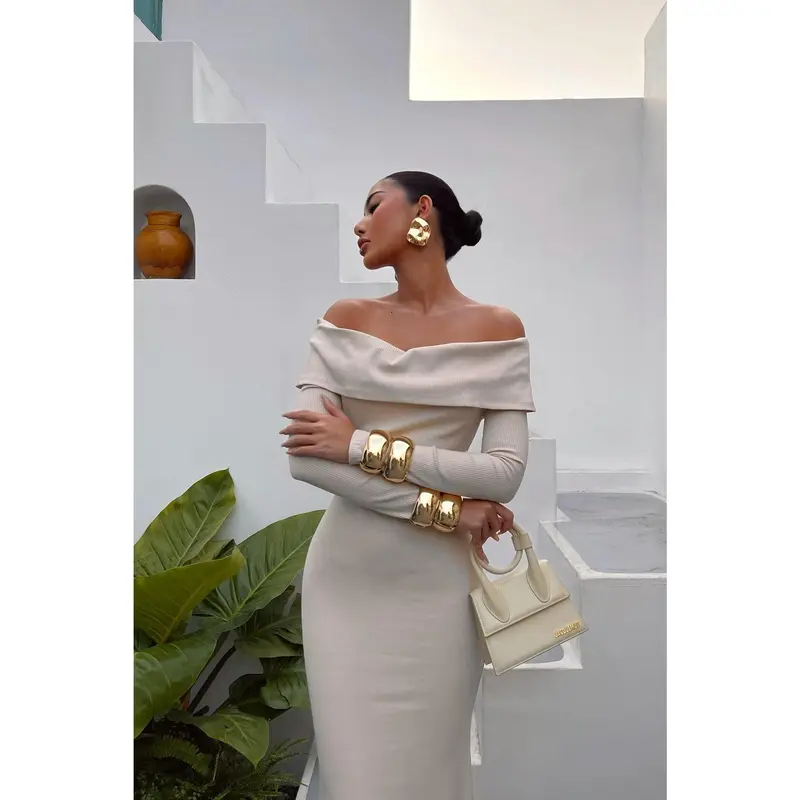 MORE TO COME Graciela Off Shoulder Dress in Cream