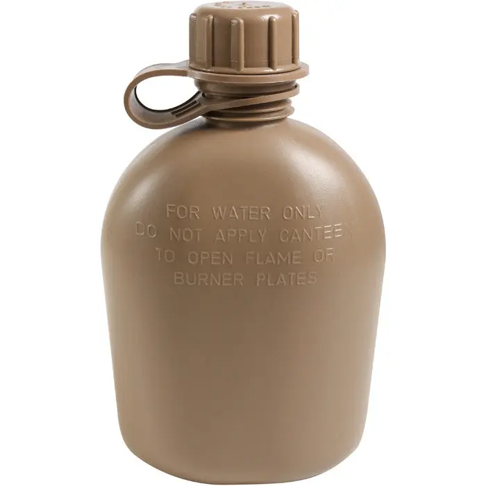 Coyote Brown - Genuine GI 3 Piece 1 Quart Canteen - Plastic USA Made