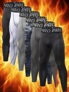 Men's Letter Tape Top-stitching Compression Leggings, Quick Drying Breathable Skinny Pants, High Stretch Comfy Shapewear Bottoms, Gym Sportswear Bottoms for Gym Workout Running