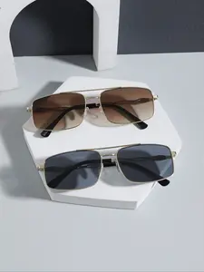 High-Quality Metal Frame Rectangular Sunglasses, Unisex Casual UV Protection Eyewear, Lightweight Durable Fashion Accessory for All Seasons