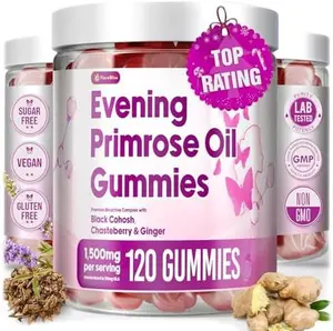 FloraBliss 120 Evening Primrose Oil Gummies | 1500mg | with Black Cohosh, Chasteberry, Ginger Extract for Daily Women's Wellness Support | Vegan, Non-GMO, Sugar-Free