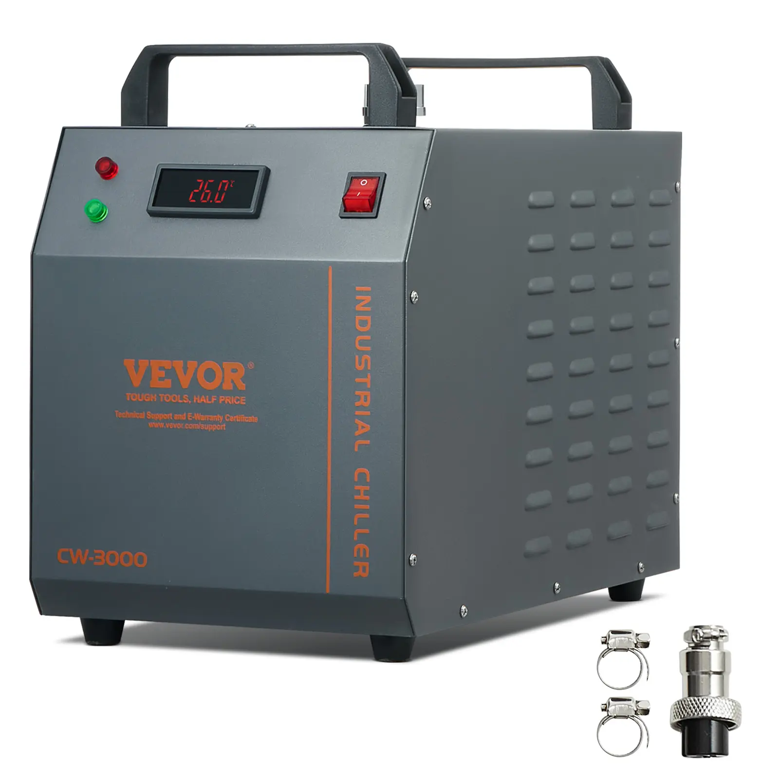 【Summerfinds】VEVOR Industrial Water Chiller CW-300080W Air-Cooled Industrial Water Cooler Cooling System with 12 L Water Tank Capacity 12 L/min Maximum Flow Ratefor Laser Engraving Machine Cooling Machine