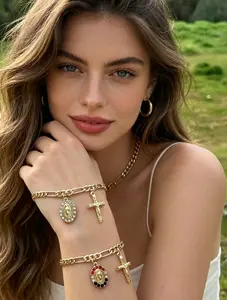 14K gold-plated vintage personalized simple Virgin Mary pendant bracelet religious jewelry mothers day gift ideas
