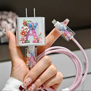 5pcs Set Cute Pink Polka Dot Heart Pattern Charger Cable Protector for iPhone 17, 16 15 14 13 12 11 Pro Max, Compatible with Apple 20W/18W Charger Head, Anti-Break, Anti-Wear, Gift for Boyfriend/Girlfriend, Gadget Protector, Stylish Accessory