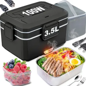Nifogo 110V/12V/24V Multi-Scene Electric Food Warmer 1.5/1.8L Leak-Proof Portable with Tableware & Carry Bag for Car & Home