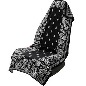 Black Paisley Bandana Car Seat Cover Towel – Waterproof Sweat Seat Protector, Universal Fit Auto Seat Cover for Gym, Beach, Travel, Sports, Outdoor Adventures & Everyday Driving