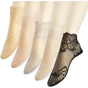 Women Lace Ankle Socks 5 Pairs Mid Tube Cotton Sole Lace Lace Short Socks Beauty & Personal Care Silk Womenswear toe sock woman sock
