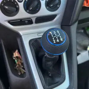 Car Modification Personalized Gear Shift Head Universal Manual Leather Shifter Metal Gear Lever 5 Speed Handball