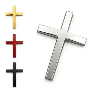 3D Zinc Alloy Metal Cross Decal - Waterproof Emblem, Elegant Faith Decor for Car Trunk/Fender/Door & Smooth Surfaces, Automotive Accessories for Cars, Laptops Car Stickers
