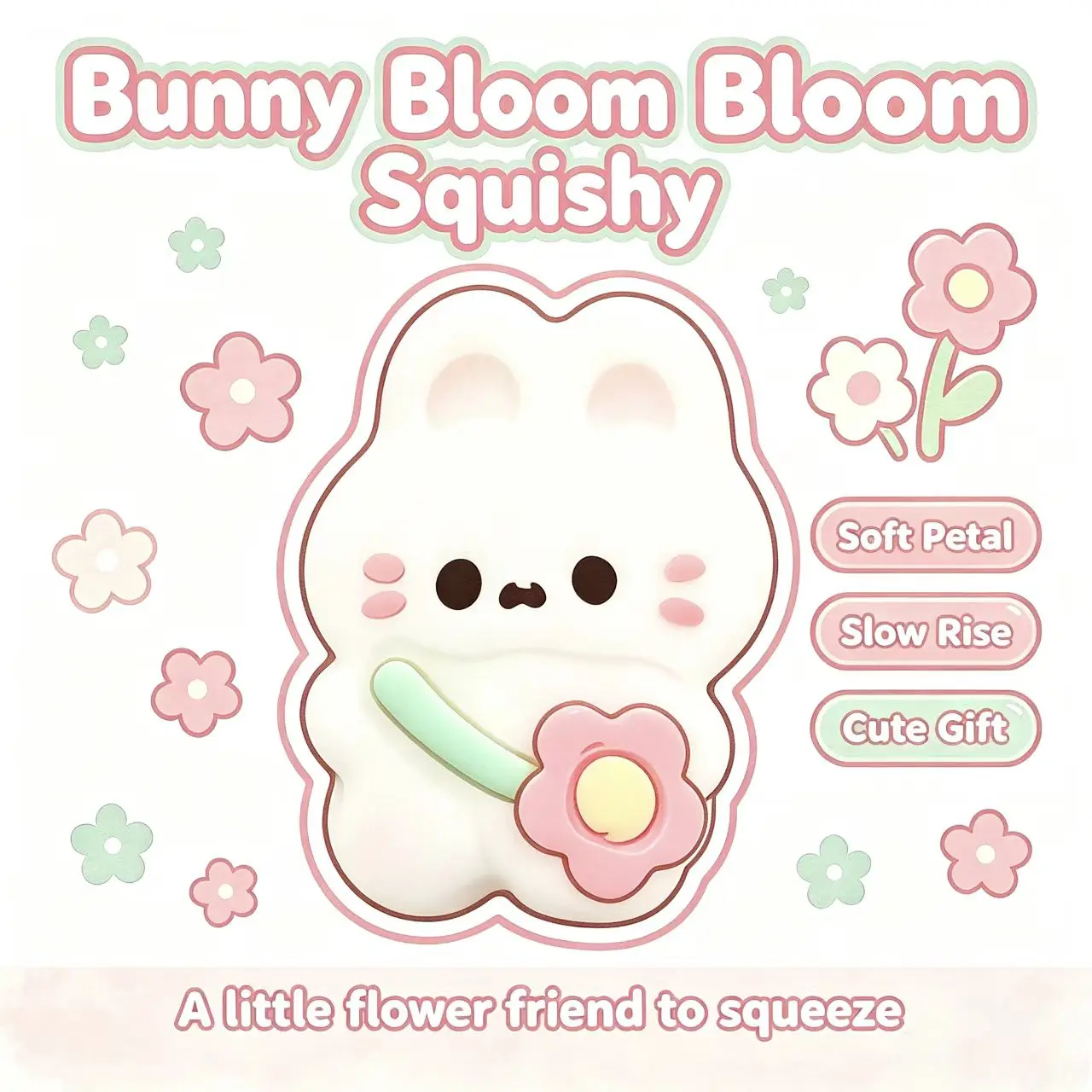 Taba Squishy Handmade Rabbit Squishy Squishies/White Bunny Sticky Squeeze Toys Gift for kids gift Taba Bunny Squishies Gifts For Children's Day Stress Relief Toy Flower Rabbit Squishy Stress Ball