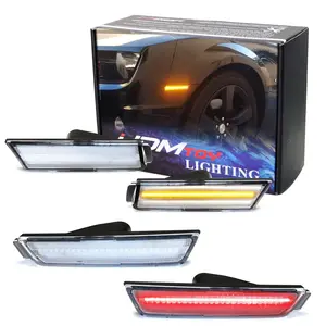 iJDMTOY Clear Lens Amber/Red Full LED Side Marker Light Kit For 10-15 Chevy Camaro, Powered by Total 96-SMD LED
