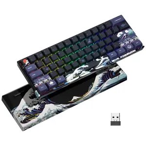 XVX 60% Gaming Keyboard | RGB Wireless | Mechanical Keyboard | Mini 60 Percent | Gamer Keyboard | with Hot-Swappable Gateron G Yellow Pro Switch | for Windows & Mac | Great Wave Off Kanagawa