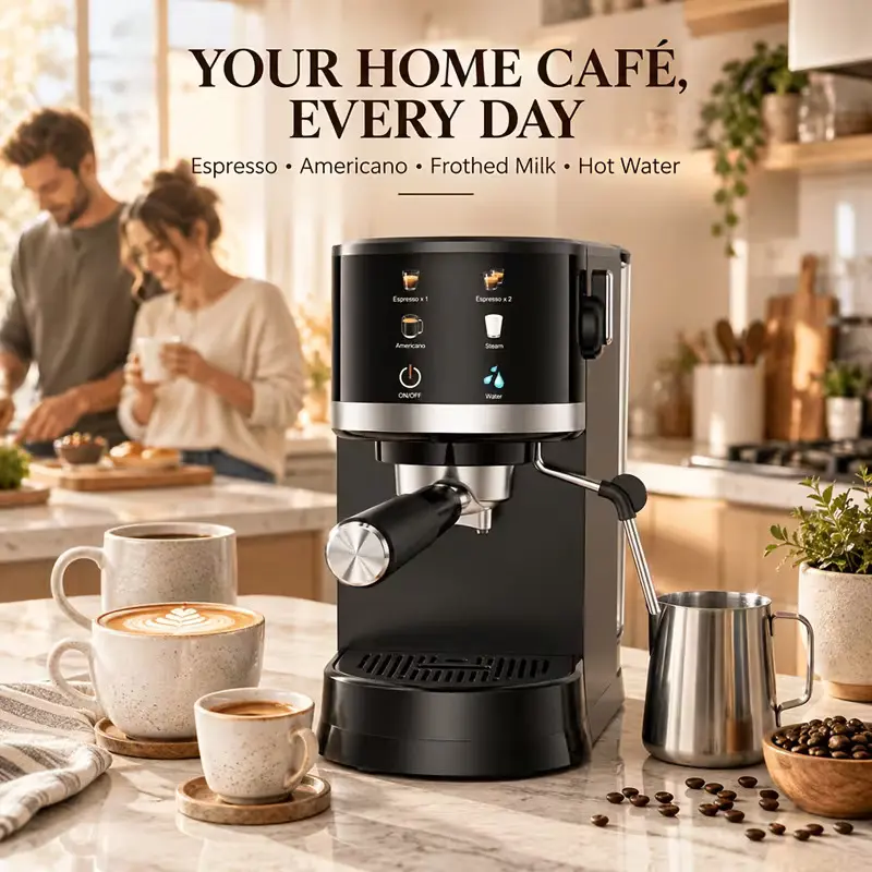 BEINILAI Touch Control Espresso Maker, 20 Bar Espresso Coffee Machine, Single & Double Shot Brewing, Milk Frothing Steam Wand, Detachable Water Tank