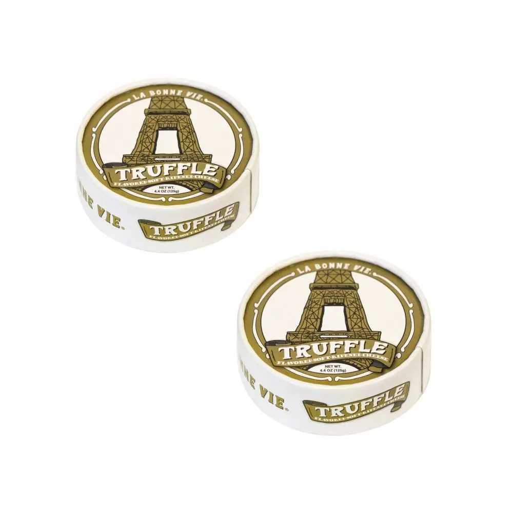 LA BONNE VIE Truffle Brie - 2-Pack 4.4 oz Cow’s Milk Refrigerated Luxury Soft-Rind Dairy Cheese with Real Truffles, Ideal for Baking, for US Markets