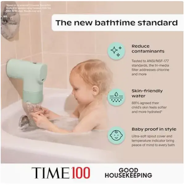Bathtub Filter for Bathroom, BPA-Free Silicone Spout Cover with Activated Carbon Filtration - Gentle Water for Delicate Skin, Reduces Chlorine & Irritants, Tool-Free Easy Installation Adjustable Handheld Shower Head Holder